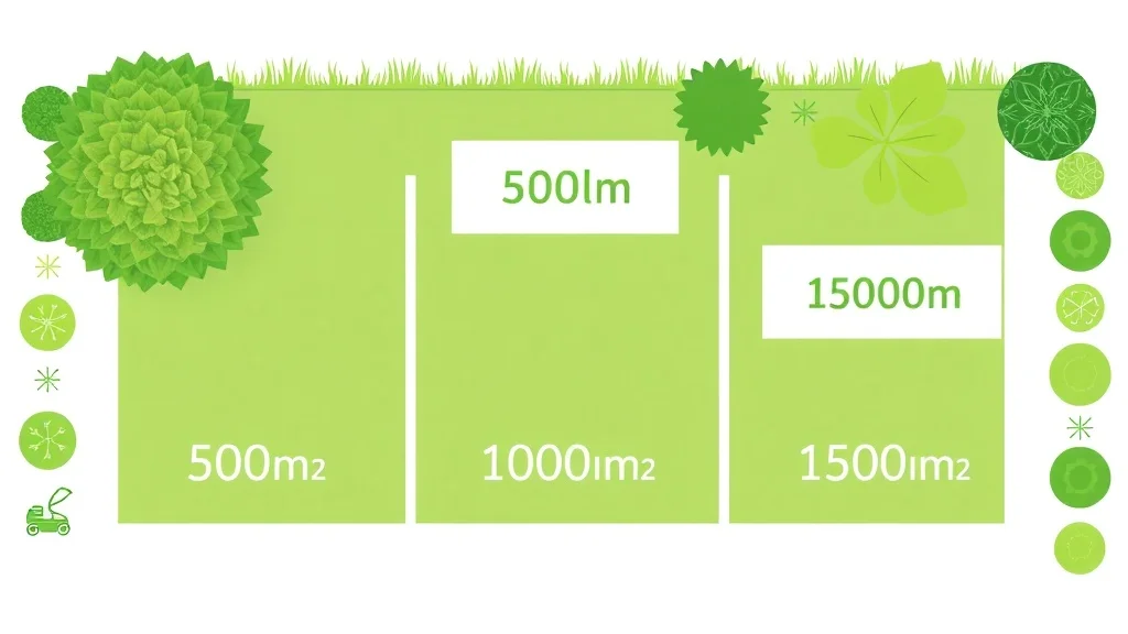 Vue aérienne d'un jardin français de 1000m² avec robot tondeuse autonome en action sur pelouse verte
