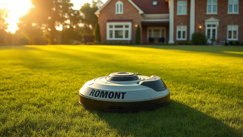 Robot tondeuse tondant un grand jardin de 1500 m²