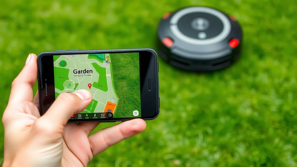 Contrôle d'un robot tondeuse depuis une application smartphone dans le jardin