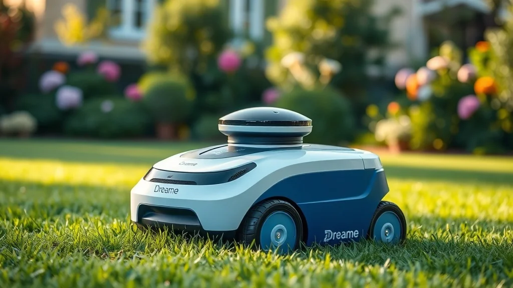 Robot tondeuse Dreame dans un jardin avec navigation LiDAR