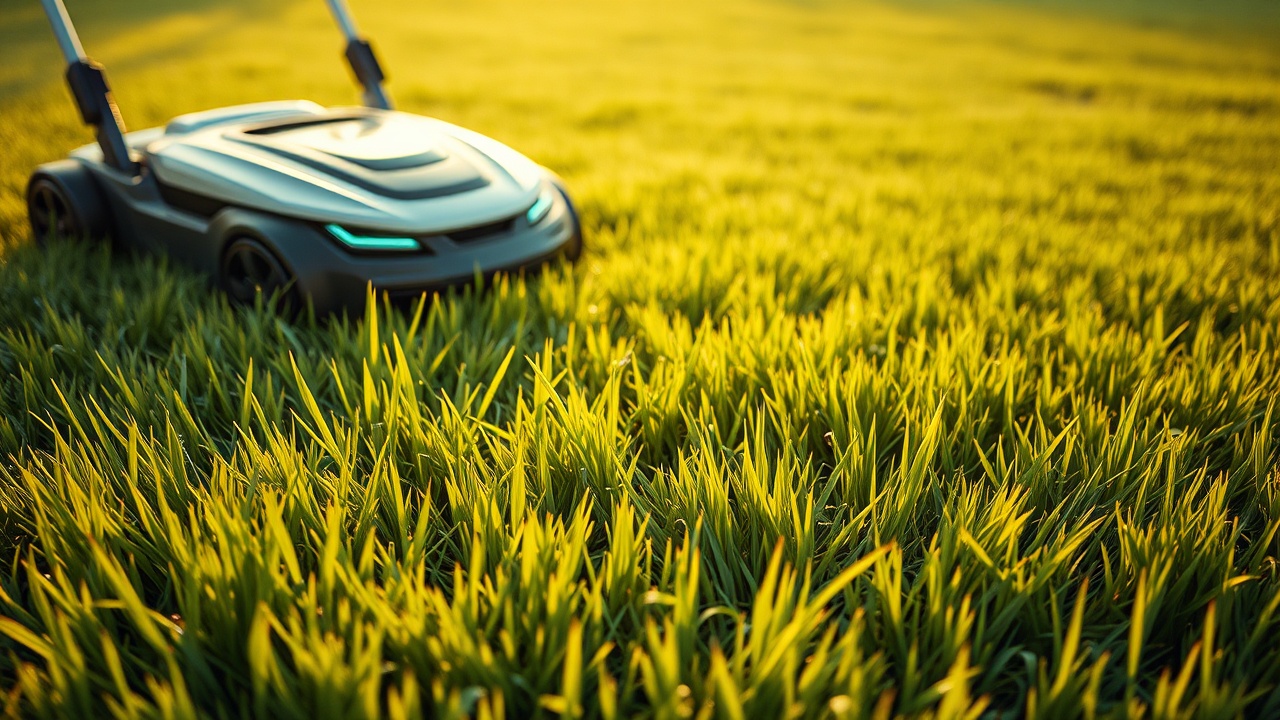 Robot tondeuse autonome laissant un gazon parfaitement tondu avec des micro-brins de mulching au sol