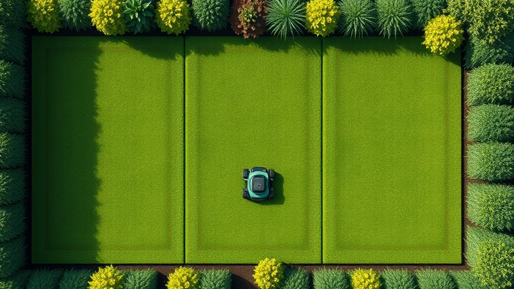 Plan d'un jardin avec trois zones et les trajectoires du robot