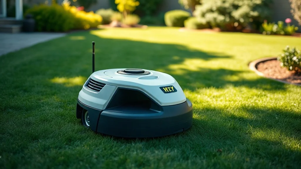 Robot tondeuse Segway Navimow i105E sur une pelouse ensoleillée
