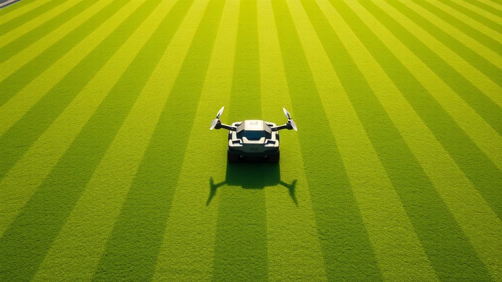 Robot tondeuse professionnel sur un grand terrain vert