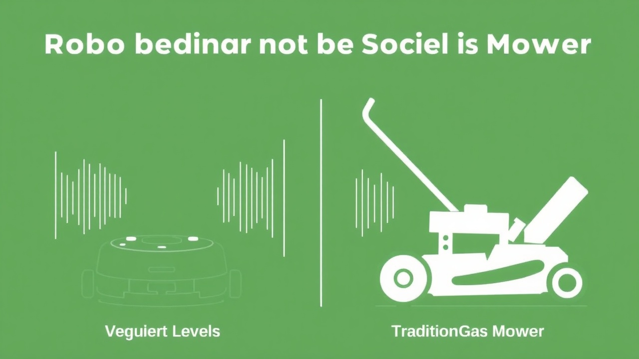 Infographie comparant les niveaux sonores en décibels des robots tondeuses versus autres appareils