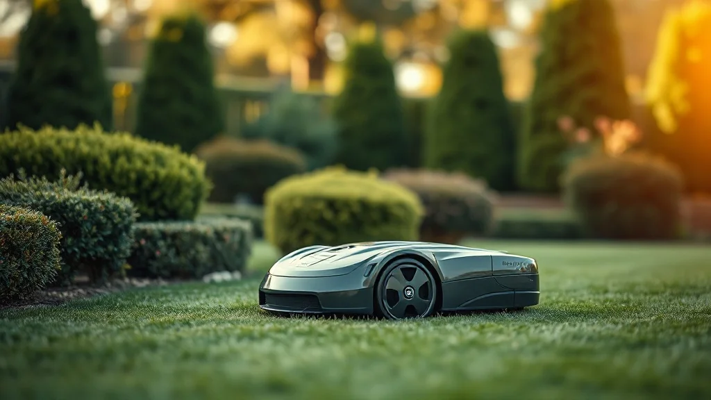Robot tondeuse Wiper dans un jardin arboré