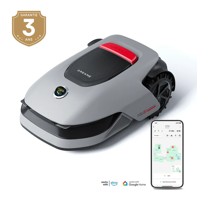 Robot tondeuse Dreame A1 Pro — LiDAR et RTK sans fil périmétrique